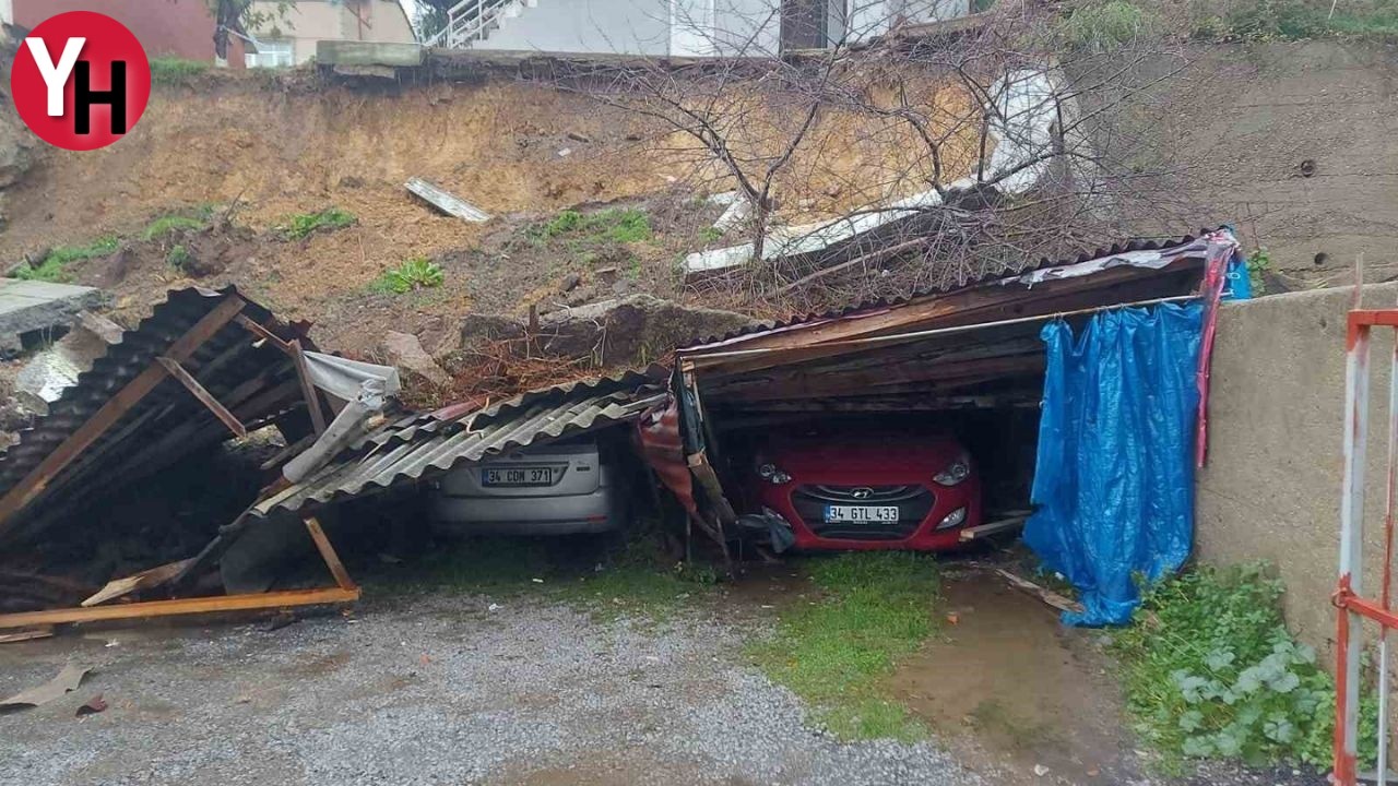 İstinat Duvarı Çöktü, 4 Araç, 2 Bina Yok Oldu